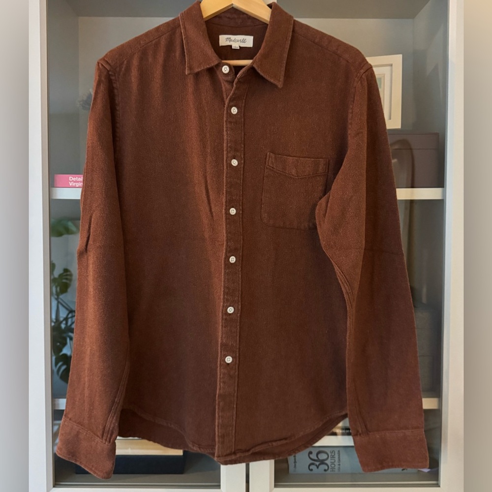 Madewell Soft Flannel Button Up, Burnt Orange, Size L